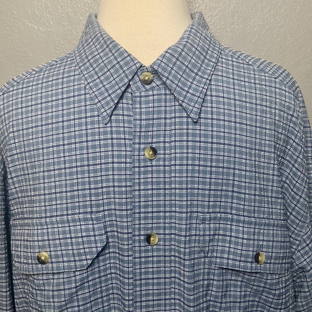 L.L.Bean Long Sleeve Shirt Blue Check XL Regular - Picture 2 of 6